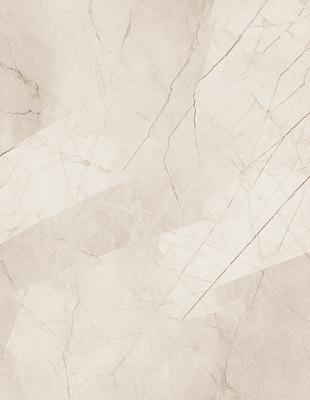 The primary subject of the image is a marble-like surface with a pattern of white and grey tiles. The setting is a room with a white wall, and the visual style is a combination of a photo and digital art. The colors and mood of the image are predominantly white and grey, giving it a clean and minimalist appearance.