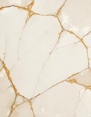 The primary subject of the image is a white marble wall with a gold-colored pattern. The setting is a room with a white marble floor. The visual style is a close-up of the marble wall, showcasing its unique texture and design. The colors and mood of the image are predominantly white and gold, creating a sense of elegance and sophistication.