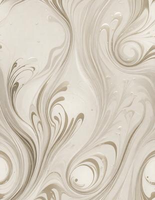 The primary subject of the image is a white, flowing, and swirling pattern on a wall. The setting is a room with a white wall, and the visual style appears to be a combination of a photo and digital art. The dominant colors are white and gray, creating a clean and modern atmosphere.