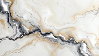 The primary subject of the image is a marble-like pattern, which appears to be a painting or a digital artwork. The setting is a white background, which provides a clean and minimalist appearance. The visual style is a combination of painting and digital art, creating a unique and intricate design. The colors and mood of the image are predominantly white, with some gray and black accents, giving it a clean and modern feel.