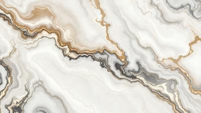 The primary subject of the image is a marble-like surface with a pattern of white and brown. The setting is a white marble countertop, and the visual style is a close-up of the marble pattern. The colors and mood of the image are predominantly white and brown, giving it a natural and elegant appearance.