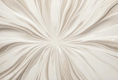 The primary subject of the image is a white wall with a pattern of swirls and curves. The setting is a room with a white background, and the visual style appears to be a combination of a photo and digital art. The dominant colors are white and gray, creating a clean and minimalist atmosphere.