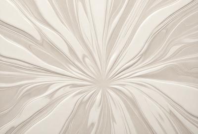 The primary subject of the image is a white, flowery pattern on a wall. The setting is a room with a white background, and the visual style appears to be a combination of a photo and digital art. The dominant colors are white and gray, creating a clean and minimalist atmosphere.