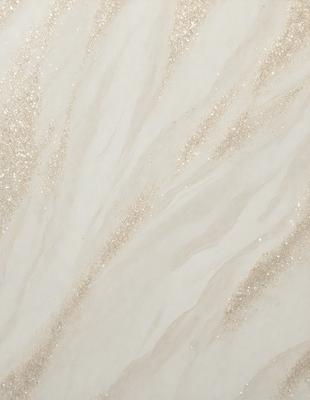 The primary subject of the image is a marble-like surface with a gold-like pattern. The setting is a white background, and the visual style appears to be a combination of a photo and digital art. The colors and mood of the image are predominantly gold and white, creating a luxurious and elegant atmosphere.