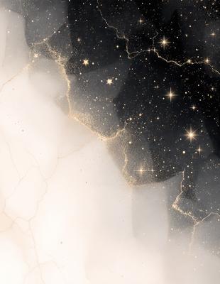 The primary subject of the image is a night sky filled with stars. The setting is a black background, which contrasts with the bright stars. The visual style is a combination of a photo and digital art, creating a unique and captivating scene. The colors and mood of the image are predominantly dark, with the stars providing a sense of wonder and tranquility.