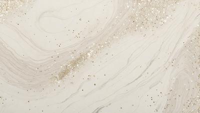 The primary subject of the image is a close-up of a marble countertop with a glittery, metallic texture. The setting is a kitchen or bathroom counter, and the visual style is a realistic, textured photograph. The colors and mood of the image are predominantly neutral, with a touch of shine from the metallic texture.
