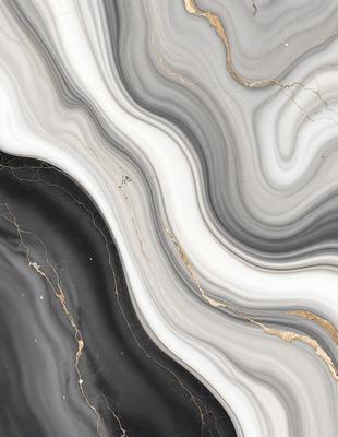 The primary subject of the image is a marble countertop with a gold-colored vein running through it. The setting is a kitchen, and the visual style is a close-up of the marble countertop. The colors and mood of the image are predominantly black and gold, giving it a luxurious and elegant appearance.
