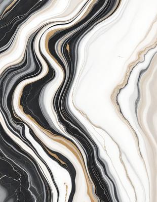 The primary subject of the image is a marble tile with a black and white pattern. The setting is a bathroom, as indicated by the presence of a sink. The visual style is a close-up of the marble tile, showcasing its intricate design. The colors and mood of the image are predominantly black and white, giving it a classic and elegant appearance.