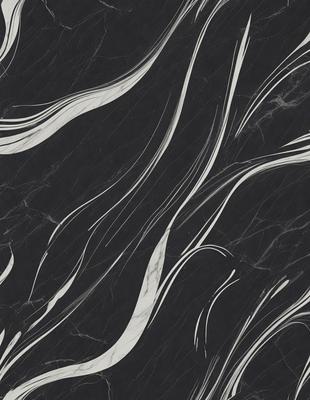 The primary subject of the image is a marble countertop with a black and white pattern. The setting is a kitchen, and the visual style is a photo. The countertop has a black and white marble pattern, and the overall atmosphere is elegant and sophisticated.