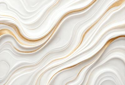 The primary subject of the image is a white and gold swirl pattern, which appears to be a digital art or illustration. The setting is a white background, and the visual style is a combination of digital art and illustration. The dominant colors are white and gold, creating a sense of elegance and sophistication.