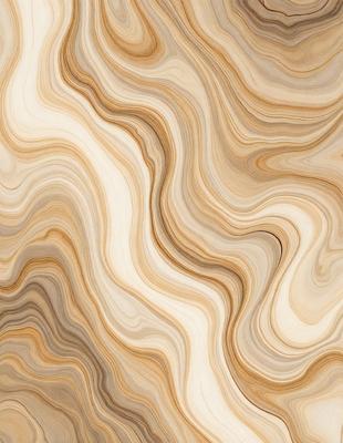 The primary subject of the image is a close-up of a marble surface with a swirling pattern. The setting is a natural environment, possibly a stone or marble countertop. The visual style is a close-up of the marble, showcasing its intricate and swirling pattern. The colors and mood of the image are predominantly earthy tones, giving it a natural and elegant appearance.