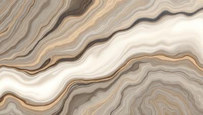 The primary subject of the image is a marble-like pattern, which is the main focus of the image. The setting is a marble-like surface, possibly a countertop or a wall. The visual style of the image is a close-up of the marble-like pattern, showcasing its intricate details. The colors and mood of the image are predominantly earthy tones, giving it a natural and elegant appearance.