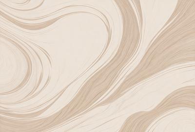 The primary subject of the image is a patterned wallpaper with a wave-like design. The setting is a room with a wall adorned with the patterned wallpaper. The visual style is a combination of a photo and a digital art, creating a unique and artistic appearance. The dominant colors are beige and brown, giving the wallpaper a warm and natural feel.