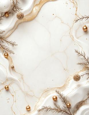 The primary subject of the image is a white marble table with a gold and white design. The table is adorned with gold and white ornaments, including pearls and leaves. The setting is a white marble table, and the visual style is a combination of digital art and illustration. The colors and mood of the image are elegant and sophisticated, with a touch of luxury and refinement.