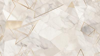 The primary subject of the image is a marble surface with a gold pattern. The setting is a room with a white marble wall, and the visual style is a combination of a photo and digital art. The colors and mood of the image are predominantly white and gold, creating a luxurious and elegant atmosphere.