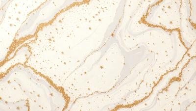The primary subject of the image is a marble countertop with a gold star pattern. The setting is a kitchen, and the visual style is a close-up of the marble countertop. The colors and mood of the image are warm and inviting, with the gold stars adding a touch of elegance and sophistication to the overall design.