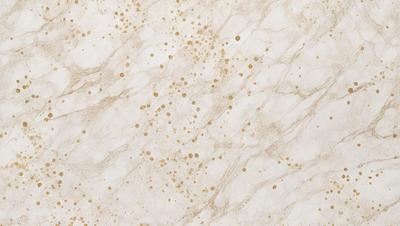 The primary subject of the image is a marble wall with a pattern of gold dots. The setting is a room with a white background, and the visual style is a close-up of the marble wall. The colors and mood of the image are predominantly white and gold, creating a luxurious and elegant atmosphere.