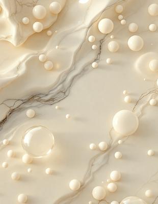 The primary subject of the image is a marble surface with a pattern of white bubbles. The setting is a white marble countertop, and the visual style is a close-up of the marble surface. The colors and mood of the image are predominantly white, giving it a clean and elegant appearance.