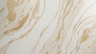 The primary subject of the image is a wall with a gold and white striped pattern. The setting is a room with a white background. The visual style is a photo of the wall, showcasing the intricate design. The dominant colors are gold and white, creating a warm and elegant atmosphere.