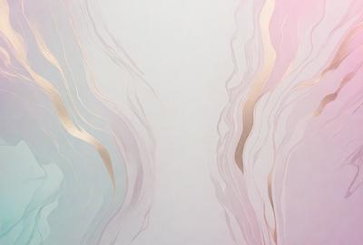 The primary subject of the image is a large, colorful painting of a wave. The setting is a white wall, which serves as the background for the painting. The visual style of the image is a combination of digital art and illustration, creating a vibrant and dynamic scene. The dominant colors in the painting are blue, pink, and gold, giving the image a warm and lively atmosphere.
