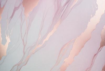 The primary subject of the image is a large, abstract painting featuring a pink and white color scheme. The painting is displayed on a wall, creating a visually striking scene. The setting is an art gallery or a personal collection, showcasing the artist's work. The visual style is a combination of digital art and traditional painting techniques, resulting in a unique and captivating piece of art. The colors and mood of the painting evoke a sense of tranquility and beauty, making it an appealing and memorable piece