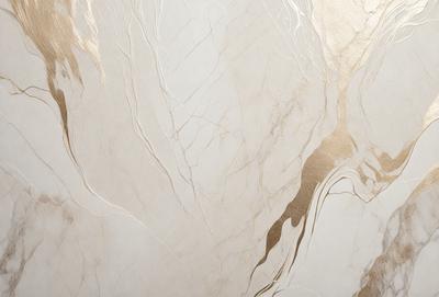 The primary subject of the image is a marble-like texture, which appears to be a painting or drawing. The setting is a white background, and the visual style is a combination of photo and digital art. The colors and mood of the image are predominantly white, giving it a clean and elegant appearance.