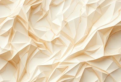 The primary subject of the image is a white wall with a pattern of triangles. The setting is a room with a white wall, and the visual style appears to be a combination of digital art and illustration. The dominant colors are white and beige, creating a clean and neutral atmosphere.