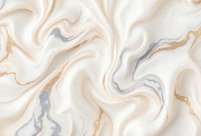 The primary subject of the image is a white marble wall with a gold and white pattern. The setting is a room with a white marble wall as the main focus. The visual style is a combination of digital art and illustration, creating a unique and intricate design. The dominant colors are white and gold, giving the wall a luxurious and elegant appearance.