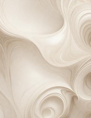 The primary subject of the image is a white, textured wall with a pattern of swirls and curves. The setting is a room with a white background, and the visual style appears to be a combination of digital art and illustration. The dominant colors are white and cream, creating a clean and elegant atmosphere.