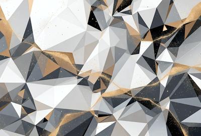 The primary subject of the image is a geometric pattern, featuring a combination of white, gray, and gold colors. The setting is a white and gray background, which contrasts with the pattern. The visual style is a digital art or illustration, as the pattern appears to be a part of a larger design. The colors and mood of the image are predominantly white, gray, and gold, creating a sense of elegance and sophistication.
