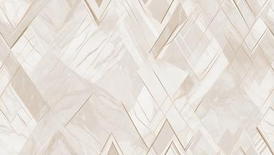 The primary subject of the image is a white marble tile with a geometric pattern. The setting is a wall, and the visual style is a close-up of the tile. The colors and mood of the image are predominantly white, giving it a clean and elegant appearance.