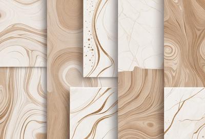 The primary subject of the image is a collection of five different colored marble tiles. The setting is a wall, and the visual style is a close-up of the tiles. The colors and mood of the image are diverse, with each tile having a unique color and pattern. The tiles are arranged in a row, showcasing their distinctive features.