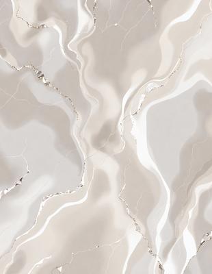 The primary subject of the image is a white marble wall with a pattern of white and grey veins. The setting is a room with a white marble floor. The visual style is a close-up of the marble wall, showcasing the intricate vein patterns. The colors and mood of the image are predominantly white and grey, giving it a clean and elegant appearance.