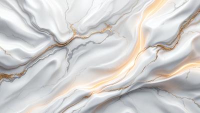 The primary subject of the image is a marble-like surface with a gold-like pattern. The setting is a white marble wall, and the visual style appears to be a photo. The colors and mood of the image are predominantly white and gold, creating a luxurious and elegant atmosphere.