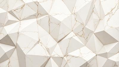 The primary subject of the image is a white marble wall with a pattern of triangles. The setting is a room with a white marble wall, and the visual style is a close-up of the marble wall. The colors and mood of the image are predominantly white, giving it a clean and elegant appearance.