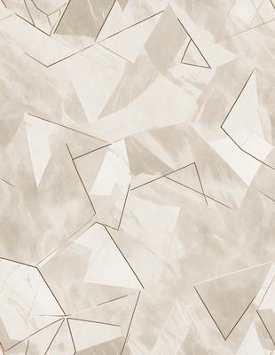 The primary subject of the image is a patterned surface, which appears to be a marble or stone texture. The setting is a room with a white background, and the visual style is a combination of photo and digital art. The colors and mood of the image are predominantly white and neutral, creating a clean and elegant atmosphere.