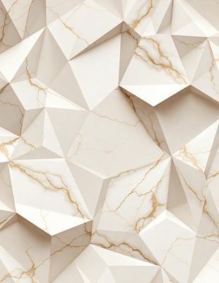 The primary subject of the image is a white marble wall with a pattern of triangles. The setting is a room with a white marble wall as the main focus. The visual style is a close-up of the marble wall, showcasing its texture and pattern. The colors and mood of the image are predominantly white, giving it a clean and elegant appearance.