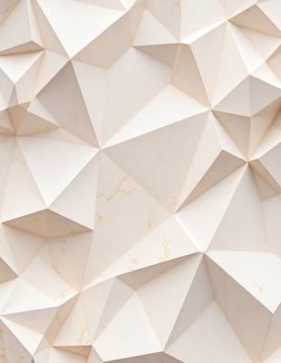 The primary subject of the image is a white, textured wall with a geometric pattern. The setting is a room with a white background, and the visual style appears to be a combination of photo and digital art. The dominant colors are white and beige, creating a clean and minimalist atmosphere.