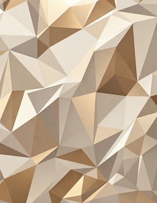 The primary subject of the image is a geometric pattern made up of triangles. The setting is a white wall, and the visual style appears to be a combination of digital art and illustration. The dominant colors in the image are white and gold, creating a warm and inviting atmosphere.