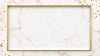 The primary subject of the image is a marble surface with a gold border. The setting is a white marble countertop, and the visual style is a photo. The colors and mood of the image are predominantly white and gold, giving it a luxurious and elegant appearance.