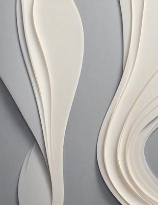 The primary subject of the image is a series of white paper cutouts, which are arranged in a visually appealing manner. The setting is a gray background, which provides a contrasting and neutral backdrop for the paper cutouts. The visual style of the image is a combination of digital art and illustration, as the paper cutouts are carefully crafted and arranged to create a cohesive and artistic display. The colors and mood of the image are predominantly white, which gives it a clean, minimalist, and