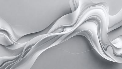 The primary subject of the image is a white, flowing, and curved design, which appears to be a digital art or illustration. The setting is a gray background, which complements the white design. The visual style suggests that the image is a creative and artistic representation of a flowing form. The colors and mood of the image are predominantly white, giving it a clean and minimalist appearance.