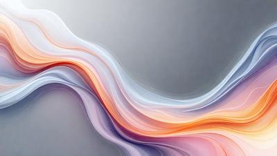 The primary subject of the image is a colorful, flowing wave that appears to be a digital art or illustration. The wave is set against a gray background, which adds a sense of depth and contrast to the scene. The visual style of the image suggests that it is a creative and artistic representation of a natural phenomenon. The dominant colors in the image are orange, pink, and blue, which contribute to a vibrant and lively atmosphere.