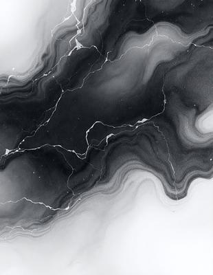 The primary subject of the image is a black and white photo of a marble surface. The setting is a marble countertop, and the visual style is a close-up of the marble. The colors and mood of the image are predominantly black and white, giving it a classic and timeless appearance.