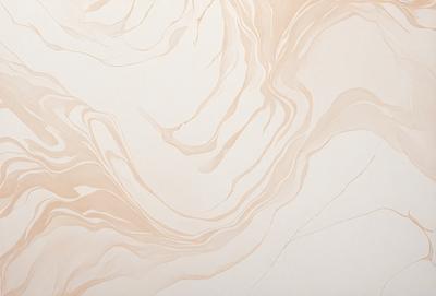 The primary subject of the image is a white wall with a pattern of swirls and curves. The setting is a room with a white background, and the visual style appears to be a combination of a photo and a drawing. The dominant colors are white and beige, creating a clean and soothing atmosphere.