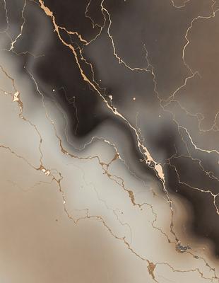 The primary subject of the image is a close-up of a wall with a metallic texture. The setting is a room with a black and gold color scheme. The visual style is a combination of photo and digital art, creating a unique and intriguing appearance. The dominant colors are black, gold, and brown, giving the wall a rich and luxurious appearance.