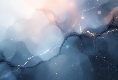 The primary subject of the image is a blue and white lightning bolt, which is the main object, scene, or focus of the image. The setting or background features a blue sky, which adds to the overall atmosphere. The visual style of the image is digital art, as it is a digital representation of a lightning bolt. The dominant colors in the image are blue and white, which create a sense of calmness and tranquility.