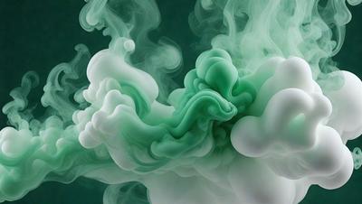 The primary subject of the image is a green, swirling, and misty cloud. The setting is a dark background, which contrasts with the vibrant green color of the cloud. The visual style appears to be a digital art or illustration, as the cloud is depicted in a detailed and artistic manner. The dominant colors and overall atmosphere of the image are lively and energetic, with the green cloud being the focal point of the scene.