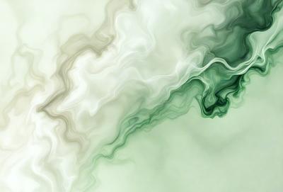 The primary subject of the image is a green and white swirl pattern. The setting is a white and green background, which creates a visually appealing contrast with the swirl pattern. The visual style of the image is a combination of digital art and illustration, giving it a unique and artistic appearance. The dominant colors in the image are green and white, creating a calming and soothing atmosphere.