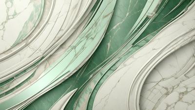 The primary subject of the image is a large, intricate, and colorful marble wall. The setting is a room with a green marble wall, and the visual style is a combination of photo and digital art. The colors and mood of the image are vibrant and lively, with a focus on the marble wall's unique patterns and textures.